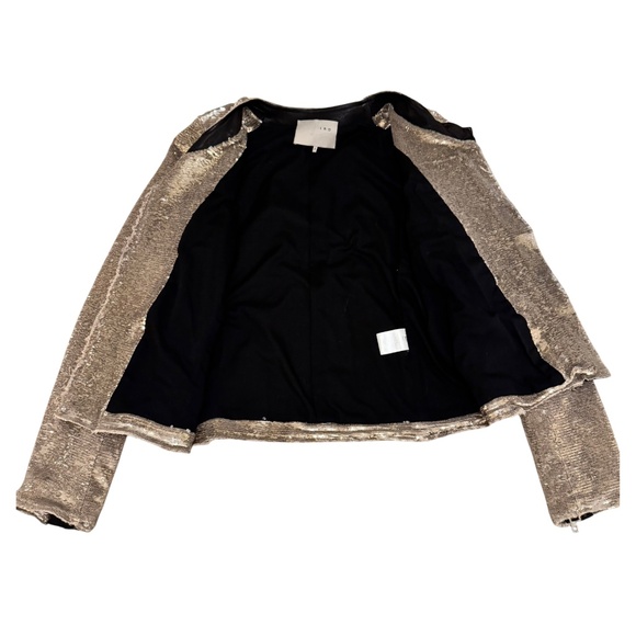 IRO Gold Sequin + Leather Moto Jacket - Picture 5 of 9